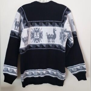 Vintage Otavalo Handmade Ecuador Retro Alpaca Wool Llama Heritage Sweater‎